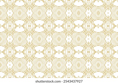 Drawing of Damascus on the wallpaper. Vintage bohemian design. Boho print in retro style. Beautiful snowflakes. Seamless openwork lace pattern for embroidery. Vintage bohemian design. Damask stencil.