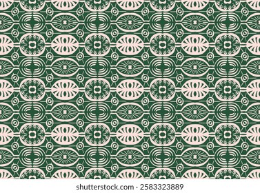 Drawing of Damascus on the wallpaper. Vintage bohemian design. Boho print in retro style. A small drawing with flowers and diamonds. Mosaic, majolica. Seamless openwork lace pattern for embroidery.