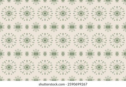 Drawing of Damascus on the wallpaper. Vintage bohemian design. Boho print in retro style. Beautiful snowflakes. Seamless openwork lace pattern for embroidery. Vintage bohemian design. Damask stencil.