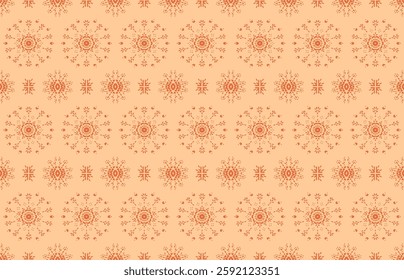 Drawing of Damascus on the wallpaper. Vintage bohemian design. Boho print in retro style. Beautiful snowflakes. Seamless openwork lace pattern for embroidery. Vintage bohemian design. Damask stencil.
