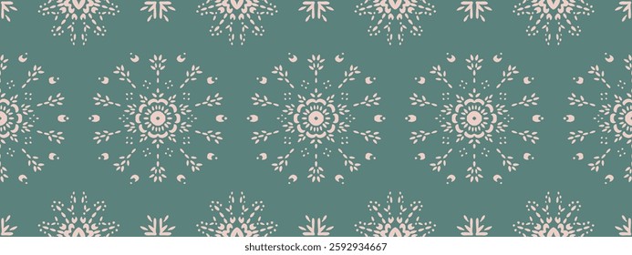 Drawing of Damascus on the wallpaper. Vintage bohemian design. Boho print in retro style. Beautiful snowflakes. Seamless openwork lace pattern for embroidery. Vintage bohemian design. Damask stencil.
