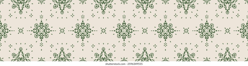 Drawing of Damascus on the wallpaper. Vintage bohemian design. Boho print in retro style. Beautiful snowflakes. Seamless openwork lace pattern for embroidery. Vintage bohemian design. Damask stencil.
