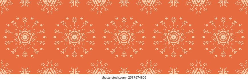 Drawing of Damascus on the wallpaper. Vintage bohemian design. Boho print in retro style. Beautiful snowflakes. Seamless openwork lace pattern for embroidery. Vintage bohemian design. Damask stencil.
