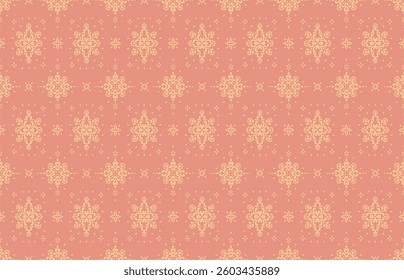 Drawing of Damascus on the wallpaper. Vintage bohemian design. Boho print in retro style. Beautiful snowflakes. Seamless openwork lace pattern for embroidery. Vintage bohemian design. Damask stencil.