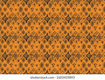 Drawing of Damascus on the wallpaper. Vintage bohemian design. Boho print in retro style. A small drawing with flowers and diamonds. Mosaic, majolica. Seamless openwork lace pattern for embroidery.