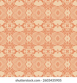 Drawing of Damascus on the wallpaper. Vintage bohemian design. Boho print in retro style. Beautiful snowflakes. Seamless openwork lace pattern for embroidery. Vintage bohemian design. Damask stencil.