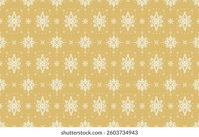 Drawing of Damascus on the wallpaper. Vintage bohemian design. Boho print in retro style. Beautiful snowflakes. Seamless openwork lace pattern for embroidery. Vintage bohemian design. Damask stencil.