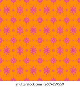 Drawing of Damascus on the wallpaper. Vintage bohemian design. Boho print in retro style. Beautiful seashell. Seamless openwork lace pattern for embroidery. Vintage bohemian design. Damask stencil.