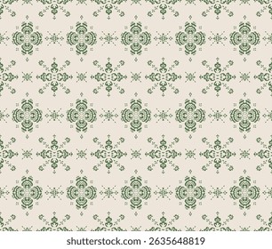 Drawing of Damascus on the wallpaper. Vintage bohemian design. Boho print in retro style. Beautiful snowflakes. Seamless openwork lace pattern for embroidery. Vintage bohemian design. Damask stencil.