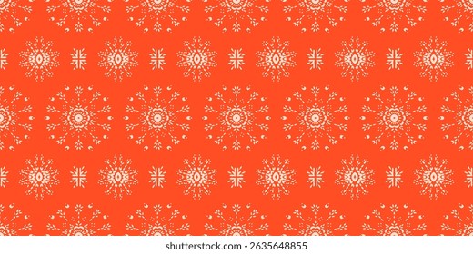 Drawing of Damascus on the wallpaper. Vintage bohemian design. Boho print in retro style. Beautiful snowflakes. Seamless openwork lace pattern for embroidery. Vintage bohemian design. Damask stencil.