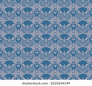 Drawing of Damascus on the wallpaper. Vintage bohemian design. Boho print in retro style. Beautiful seashell. Seamless openwork lace pattern for embroidery. Vintage bohemian design. Damask stencil.