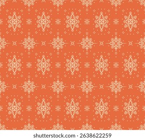 Drawing of Damascus on the wallpaper. Vintage bohemian design. Boho print in retro style. Beautiful snowflakes. Seamless openwork lace pattern for embroidery. Vintage bohemian design. Damask stencil.