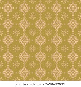 Drawing of Damascus on the wallpaper. Vintage bohemian design. Boho print in retro style. Beautiful snowflakes. Seamless openwork lace pattern for embroidery. Vintage bohemian design. Damask stencil.