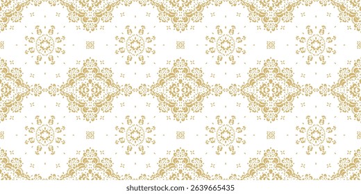 Drawing of Damascus on the wallpaper. Vintage bohemian design. Boho print in retro style. Beautiful snowflakes. Seamless openwork lace pattern for embroidery. Vintage bohemian design. Damask stencil.
