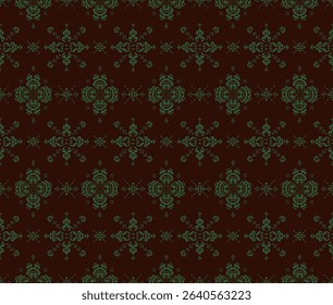Drawing of Damascus on the wallpaper. Vintage bohemian design. Boho print in retro style. Beautiful snowflakes. Seamless openwork lace pattern for embroidery. Vintage bohemian design. Damask stencil.