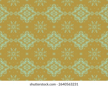 Drawing of Damascus on the wallpaper. Vintage bohemian design. Boho print in retro style. Beautiful snowflakes. Seamless openwork lace pattern for embroidery. Vintage bohemian design. Damask stencil.