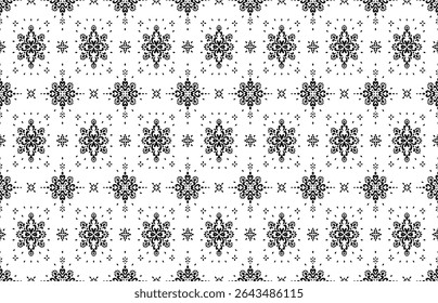 Drawing of Damascus on the wallpaper. Vintage bohemian design. Boho print in retro style. Beautiful snowflakes. Seamless openwork lace pattern for embroidery. Vintage bohemian design. Damask stencil.