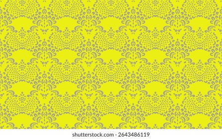 Drawing of Damascus on the wallpaper. Vintage bohemian design. Boho print in retro style. Beautiful seashell. Seamless openwork lace pattern for embroidery. Vintage bohemian design. Damask stencil.