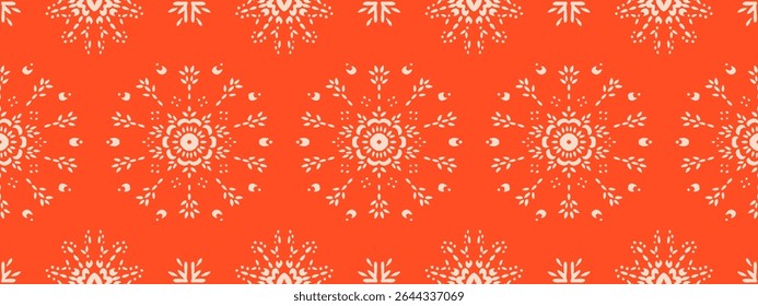 Drawing of Damascus on the wallpaper. Vintage bohemian design. Boho print in retro style. Beautiful snowflakes. Seamless openwork lace pattern for embroidery. Vintage bohemian design. Damask stencil.
