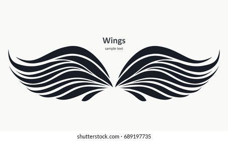 Drawing of dark wings against a light background
