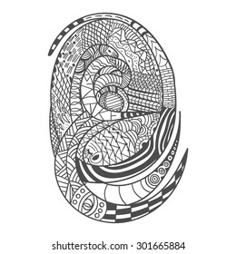 Drawing decorative Snake Pattern. Zodiac Sign