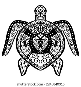 Drawing decorative turtle. Out line hand drawing.