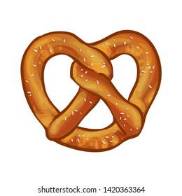 Drawing Of A Delicious Pretzel. Food vector Illustration