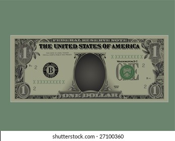 Drawing of a denomination of one dollar.Vector,Without mesh.