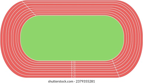 The drawing depicts a running track vector , showcasing its oval shape and lane markings in a concise and recognizable design.