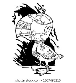 DRAWING DESIGN DUCK CYBERPUNK VECTOR