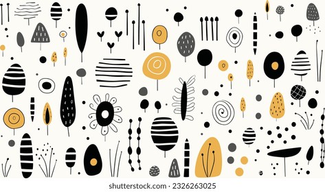 drawing design with hand drawing doodle dots on white stock vector, in the style of prehistoric art, ogham scripts, juxtaposition of shapes, carpetpunk, whimsical figurative, abstract