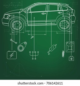drawing and details of the car/car