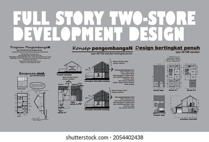 Drawing Development Design Small House Full two store 