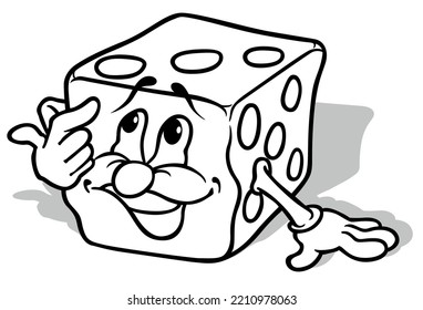 A Drawing of a Dice with a Big Smile on its Face - Cartoon Illustration Isolated on White Background, Vector
