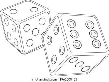 Drawing dice cartoon vector illustration. İsolated background.