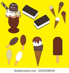Drawing of different types of ice cream