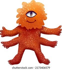 drawing digital monster ufo alien character concept children's illustration space fluffy kind