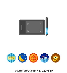 Drawing digital tablet with pen icon