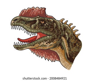 drawing dilophosaurus head, art.illustration, vector