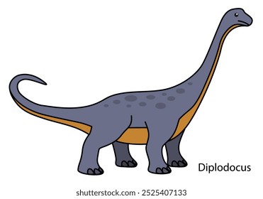 Drawing of a diplodocus to illustrate the giant dinosaurs of prehistory