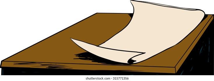 Drawing of document of paper on top of desk