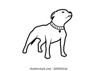 drawing of a dog of fighting breed