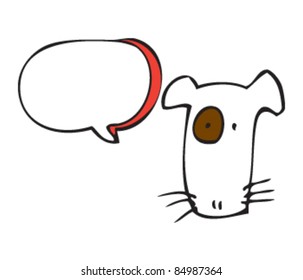 Drawing of a dog with a speech bubble