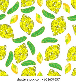 Drawing Doodle lemon on white background