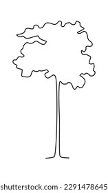 Drawing doodle tree in line art. Vector illustration