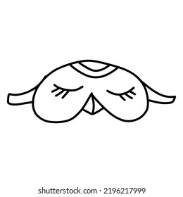Drawing of a doodle-style sleep mask on an isolated white background in the shape of an owl