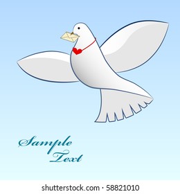 Drawing of dove carrying love message.