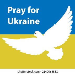Drawing of a dove with the flag of Ukraine and the inscription "Pray for Ukraine".
