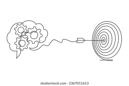 un dibujo con una sola línea. el plan de trabajo o estudio adecuado. lograr el objetivo. éxito en el trabajo o en la escuela. propósito.vector. sobre un fondo blanco.