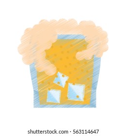 drawing drink alcoholic whiskey ice foam vector illustration eps 10